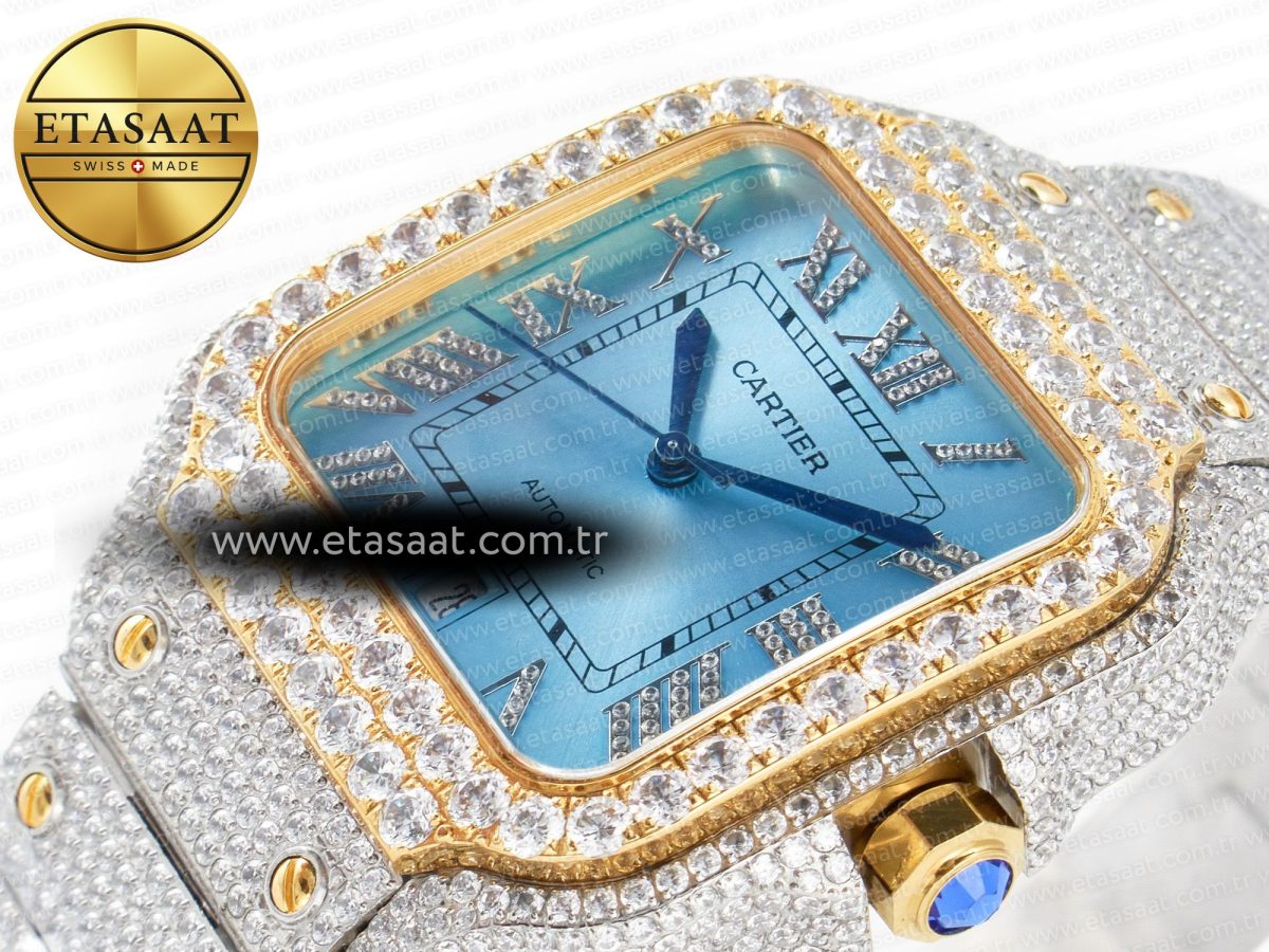 Cartier Santos De 40mm TWF 1:1 Best Edition RG Diamond Dial SS/YG Dia/Rmn A2824 - Görsel 6