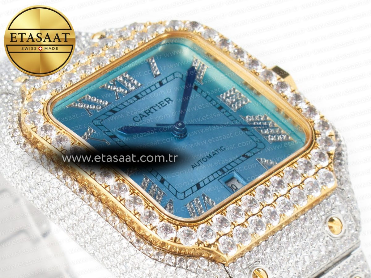 Cartier Santos De 40mm TWF 1:1 Best Edition RG Diamond Dial SS/YG Dia/Rmn A2824 - Görsel 7