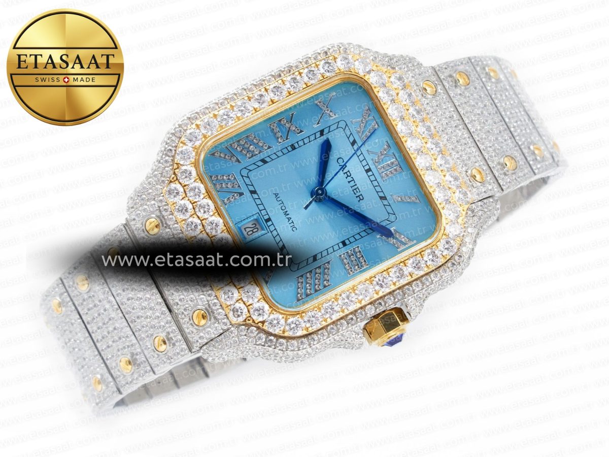 Cartier Santos De 40mm TWF 1:1 Best Edition RG Diamond Dial SS/YG Dia/Rmn A2824 - Görsel 8