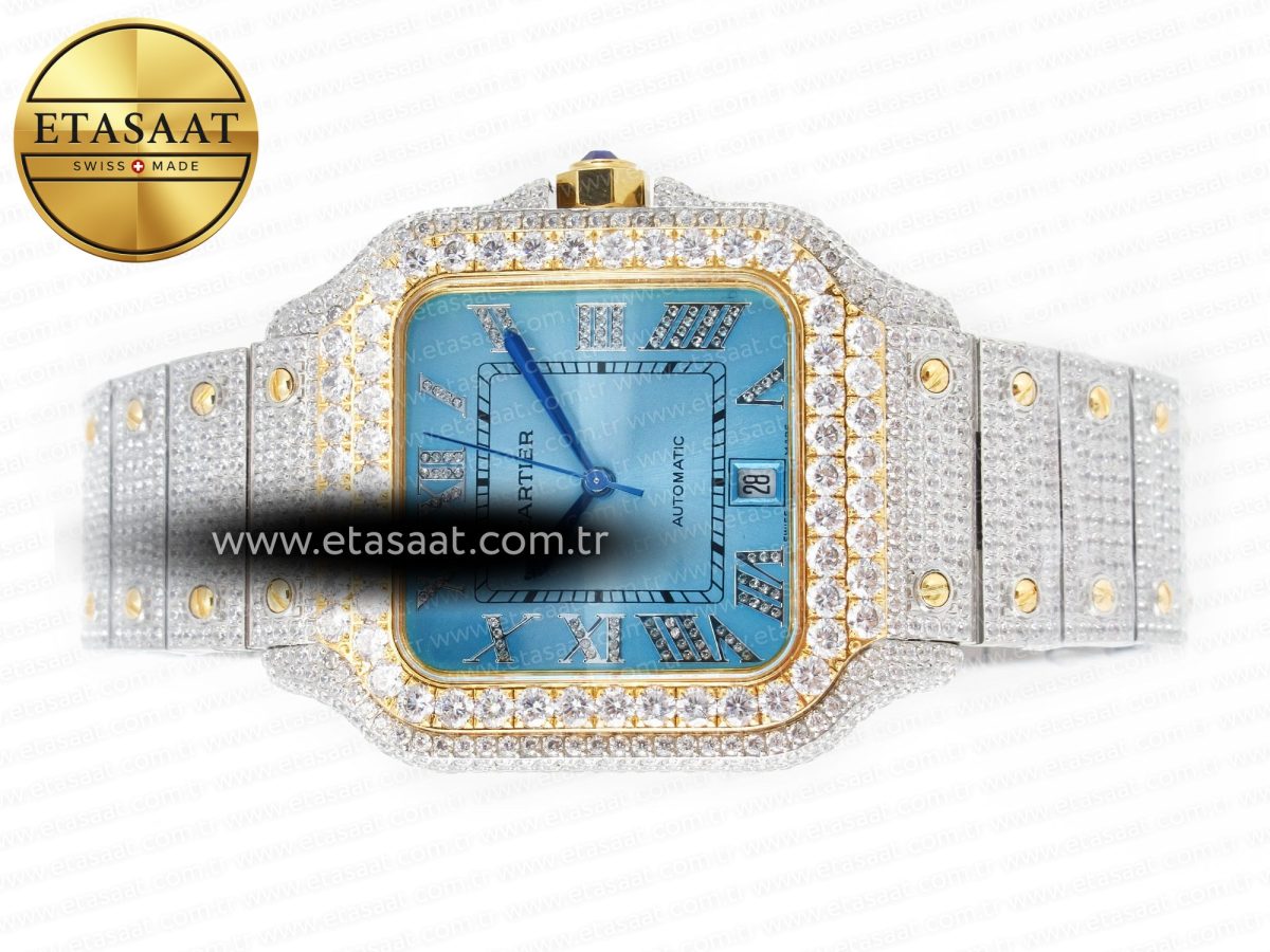 Cartier Santos De 40mm TWF 1:1 Best Edition RG Diamond Dial SS/YG Dia/Rmn A2824 - Görsel 9