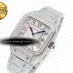 Cartier Santos De 40mm TWF 1:1 Best Edition White Dial SS/SS Dia/Rmn A2824
