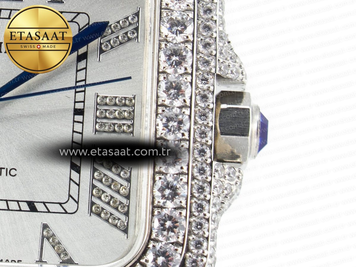 Cartier Santos De 40mm TWF 1:1 Best Edition White Dial SS/SS Dia/Rmn A2824 - Görsel 11