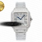 Cartier Santos De 40mm Twf Beyaz Ss/Ss Pırlantalı/Rmn A2824 Eta Saat - Görsel 3 - 1:1 Süper Klon Saat