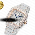 Cartier Santos De 40mm TWF 1:1 Best Edition White Diamond Dial SS/RG Dia/Rmn A2824