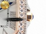 Cartier Santos De 40mm TWF 1:1 Best Edition White Diamond Dial SS/RG Dia/Rmn A2824 - Görsel 12
