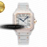 Cartier Santos De 40mm Twf Beyaz Pırlantalı Kadran A2824 Eta Saat - Görsel 3 - 1:1 Süper Klon Saat