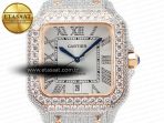 Cartier Santos De 40mm TWF 1:1 Best Edition White Diamond Dial SS/RG Dia/Rmn A2824 - Görsel 4