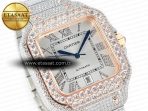 Cartier Santos De 40mm TWF 1:1 Best Edition White Diamond Dial SS/RG Dia/Rmn A2824 - Görsel 5