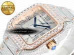 Cartier Santos De 40mm TWF 1:1 Best Edition White Diamond Dial SS/RG Dia/Rmn A2824 - Görsel 6