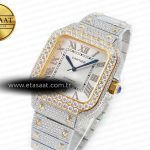 Cartier Santos De 40mm TWF 1:1 Best Edition White Diamond Dial SS/YG Dia/Rmn A2824