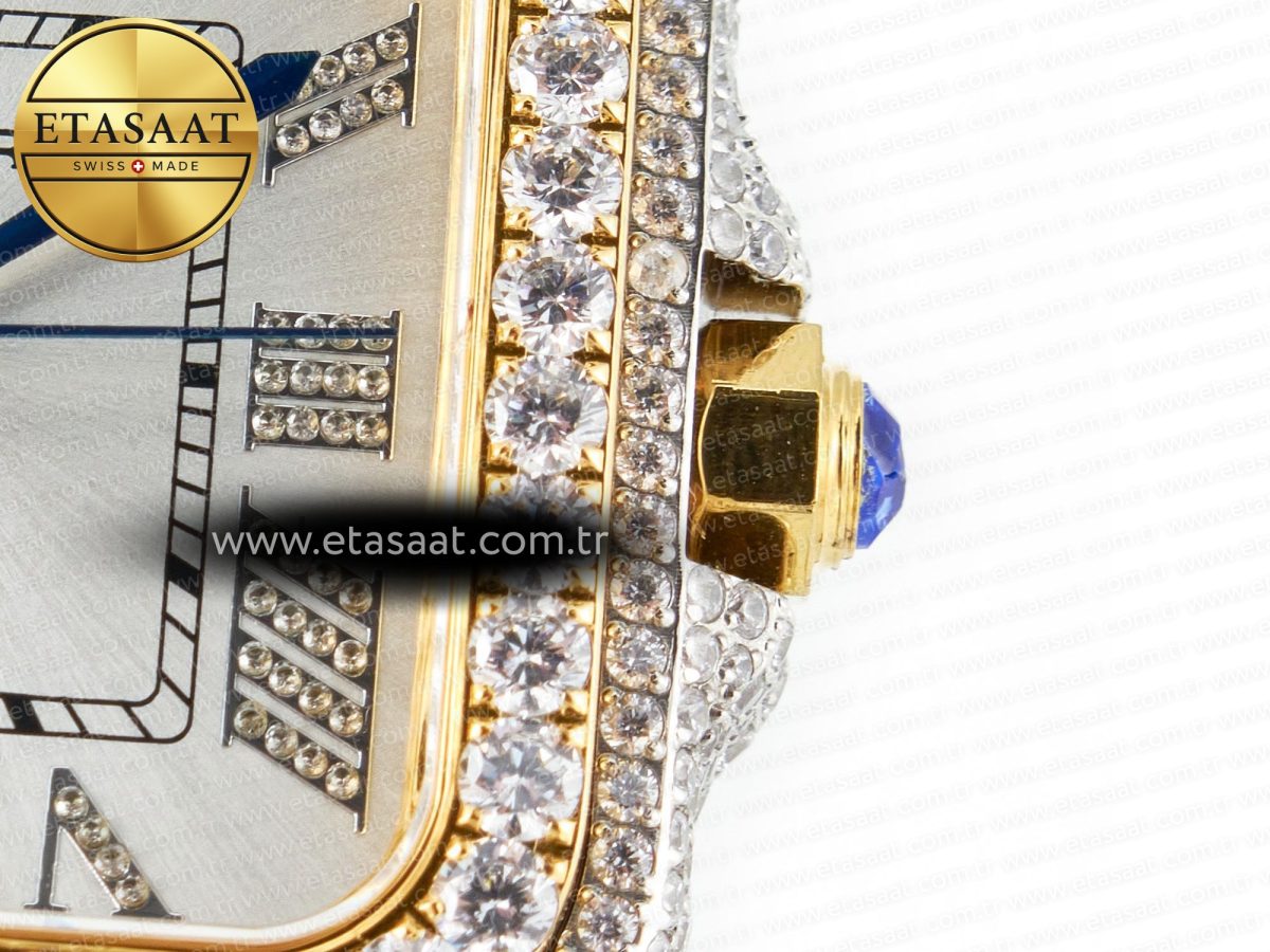Cartier Santos De 40mm TWF 1:1 Best Edition White Diamond Dial SS/YG Dia/Rmn A2824 - Görsel 14