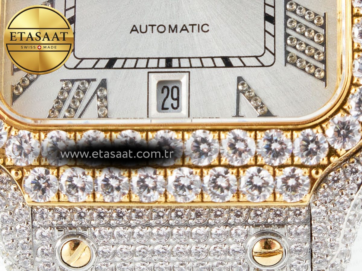 Cartier Santos De 40mm TWF 1:1 Best Edition White Diamond Dial SS/YG Dia/Rmn A2824 - Görsel 15