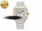 Cartier Santos De 40mm TWF 1:1 Best Edition White Diamond Dial SS/YG Dia/Rmn A2824 - Görsel 3