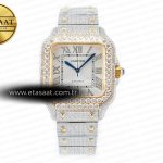 Cartier Santos De 40mm Twf Beyaz Pırlantalı Kadran A2824 11 Eta Saat - Görsel 3 - 1:1 Süper Klon Saat