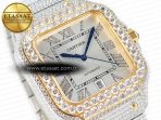 Cartier Santos De 40mm TWF 1:1 Best Edition White Diamond Dial SS/YG Dia/Rmn A2824 - Görsel 5
