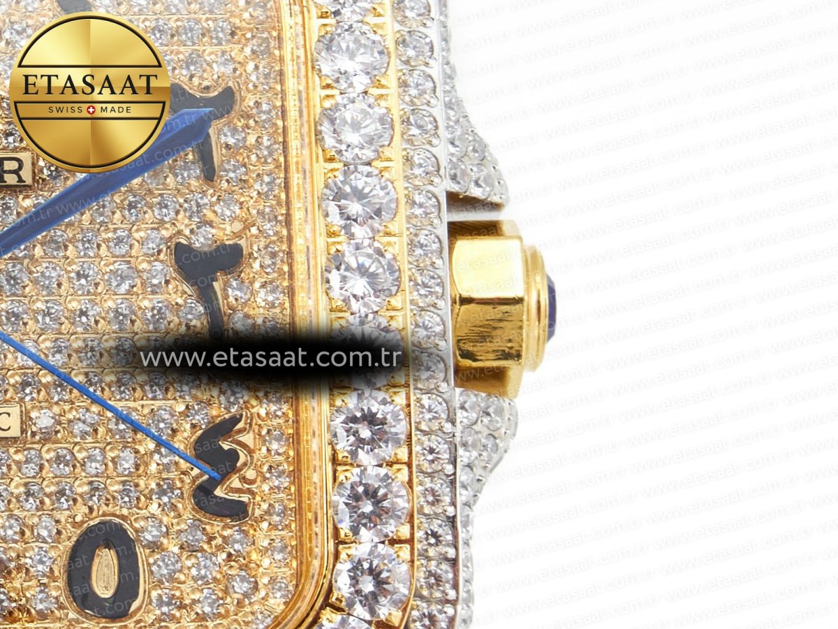 Cartier Santos De 40mm TWF 1:1 Best Edition YG Diamond Dial SS/YG A2824 - Görsel 10