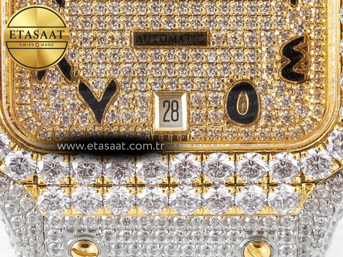 Cartier Santos De 40mm TWF 1:1 Best Edition YG Diamond Dial SS/YG A2824 - Görsel 12