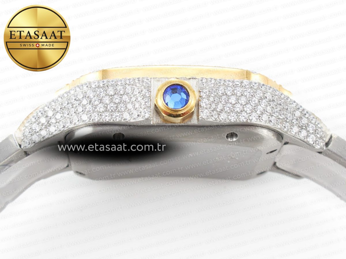 Cartier Santos De 40mm TWF 1:1 Best Edition YG Diamond Dial SS/YG A2824 - Görsel 14