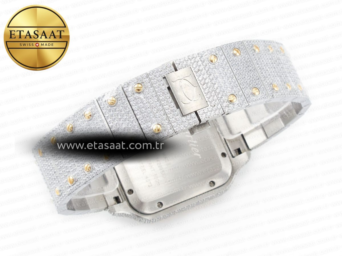 Cartier Santos De 40mm TWF 1:1 Best Edition YG Diamond Dial SS/YG A2824 - Görsel 15