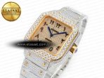 Cartier Santos De 40mm TWF 1:1 Best Edition YG Diamond Dial SS/YG A2824 - Görsel 2