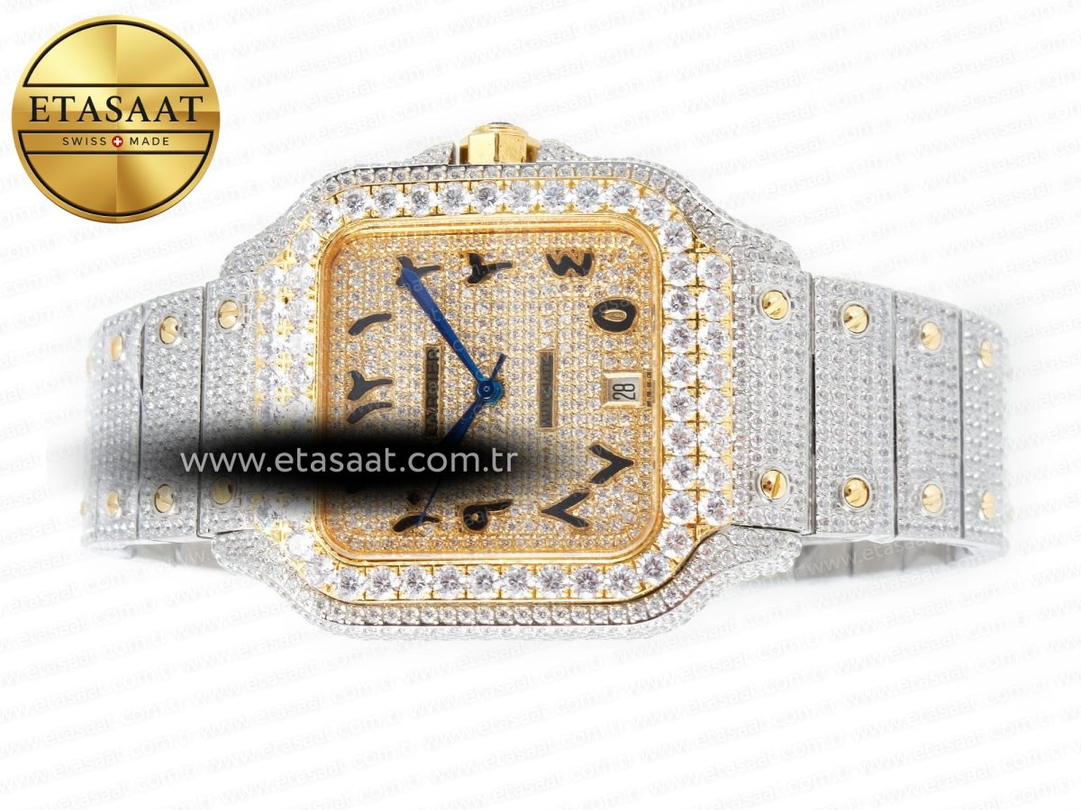 Cartier Santos De 40mm TWF 1:1 Best Edition YG Diamond Dial SS/YG A2824 - Görsel 9