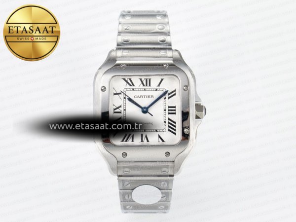 Cartier Santos de Cartier 35mm 2018 Bvf Beyaz Kadran 9015 Eta Saat - 1:1 Süper Klon Replika Saat