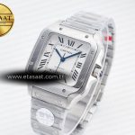 Cartier Santos de Cartier 35mm SS 2018 BVF 1:1 Best Edition White Dial on SS SmartLinks Bracelet MIYOTA 9015 V2