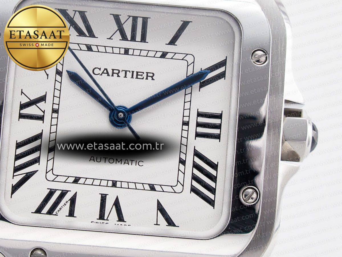 Cartier Santos de Cartier 35mm SS 2018 BVF 1:1 Best Edition White Dial on SS SmartLinks Bracelet MIYOTA 9015 V2 - Görsel 10