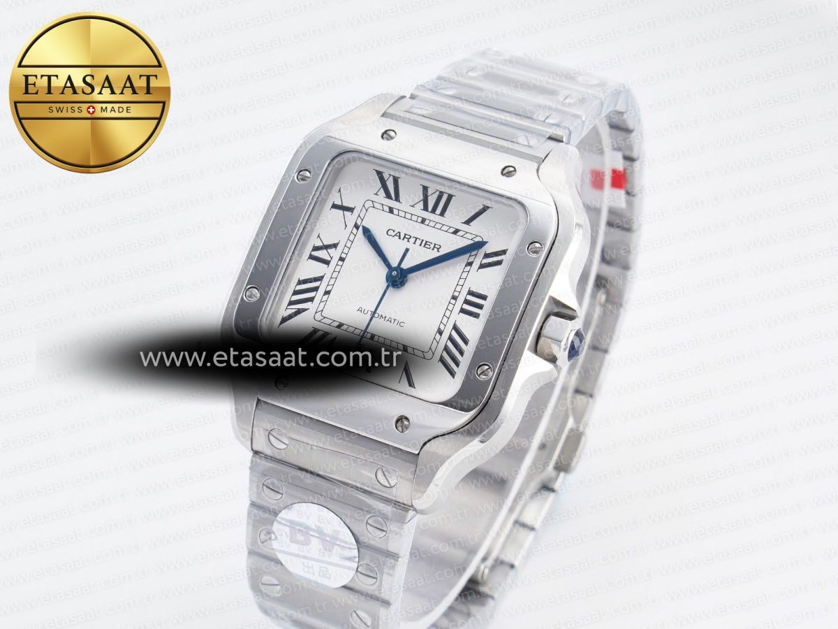Cartier Santos de Cartier 35mm SS 2018 BVF 1:1 Best Edition White Dial on SS SmartLinks Bracelet MIYOTA 9015 V2 - Görsel 2