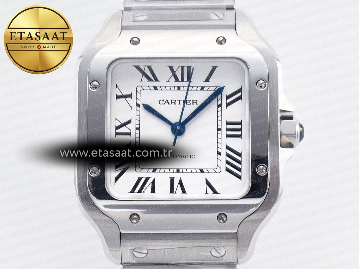 Cartier Santos de Cartier 35mm SS 2018 BVF 1:1 Best Edition White Dial on SS SmartLinks Bracelet MIYOTA 9015 V2 - Görsel 3