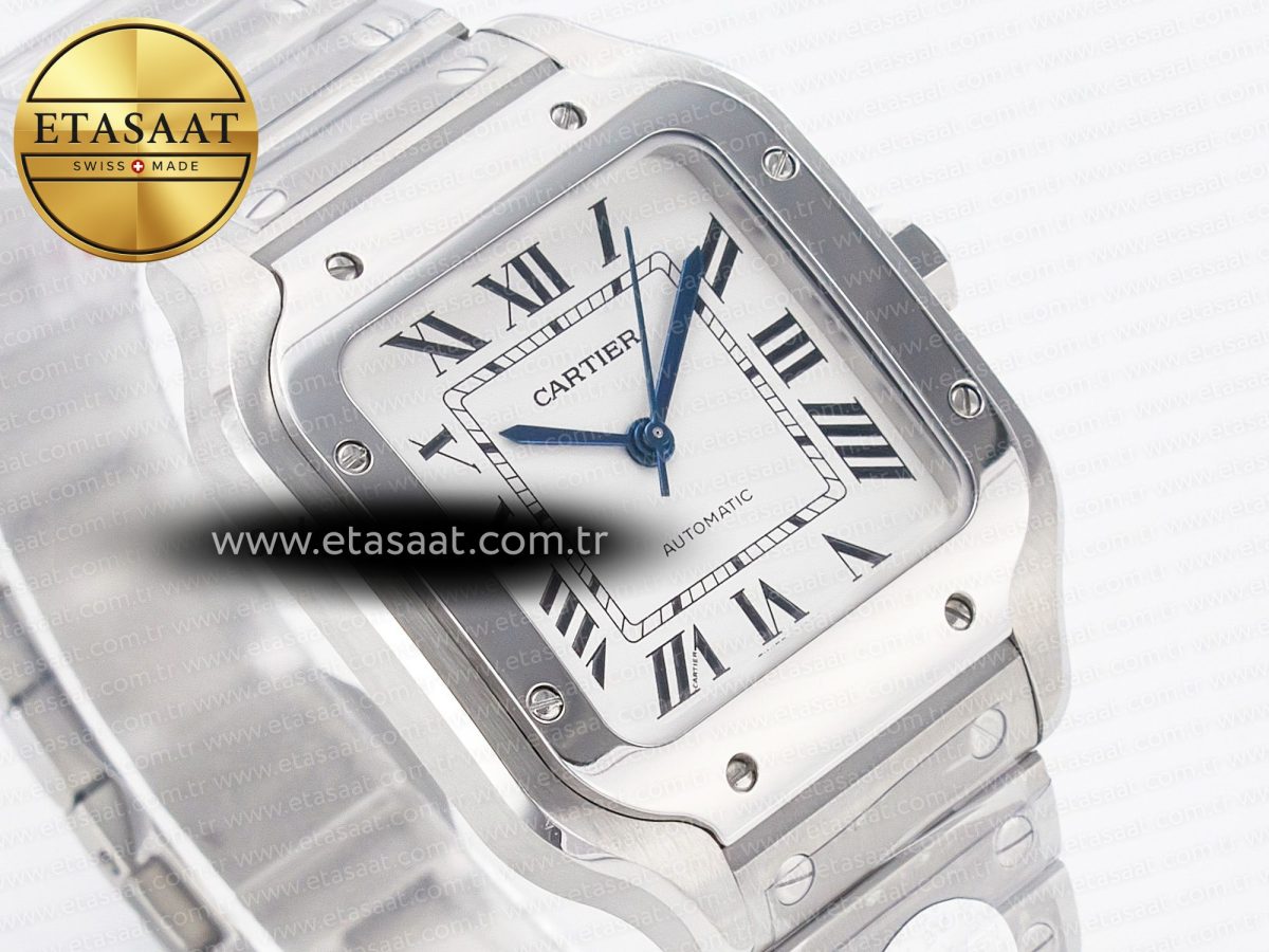 Cartier Santos de Cartier 35mm SS 2018 BVF 1:1 Best Edition White Dial on SS SmartLinks Bracelet MIYOTA 9015 V2 - Görsel 4