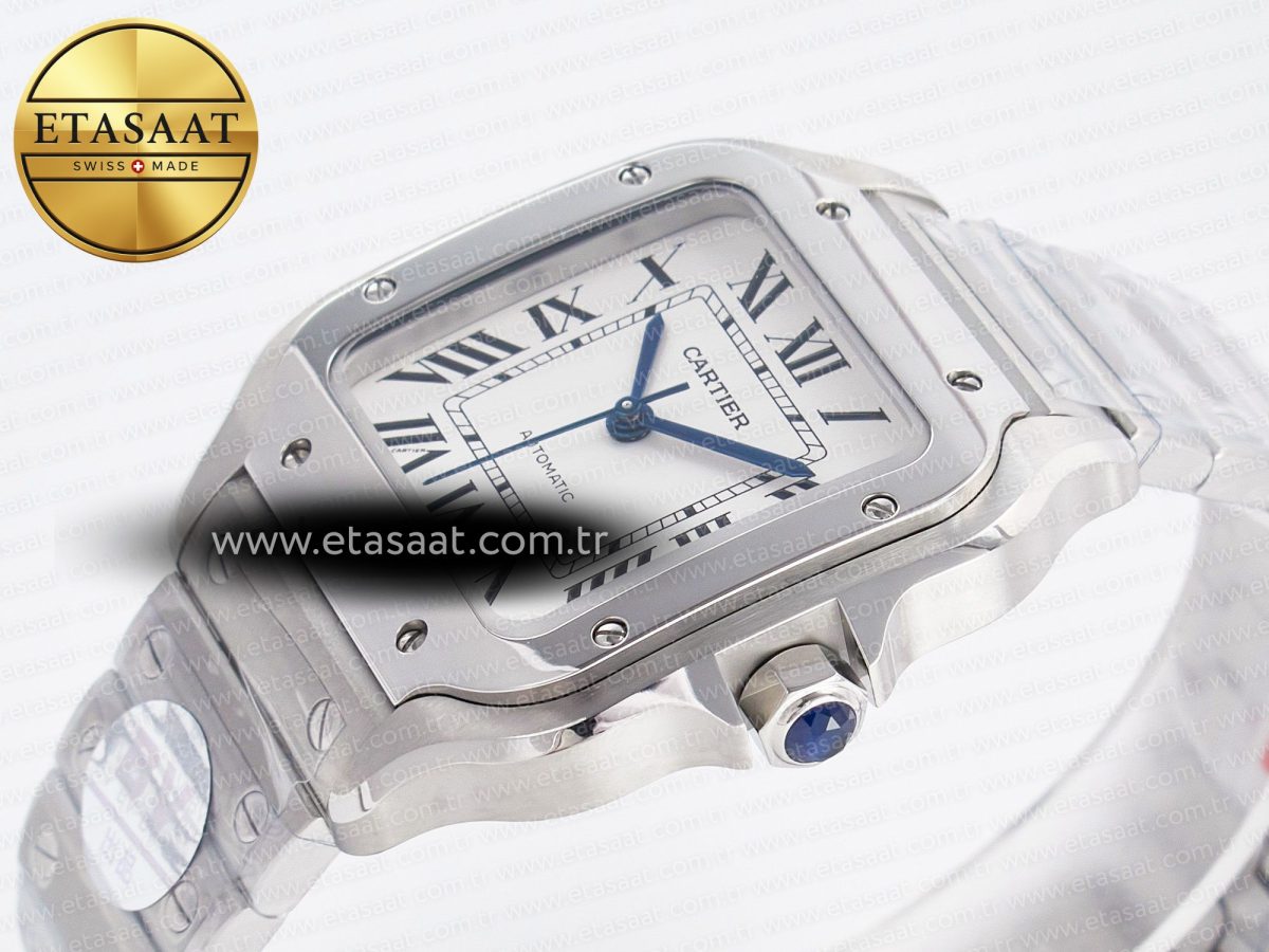 Cartier Santos de Cartier 35mm SS 2018 BVF 1:1 Best Edition White Dial on SS SmartLinks Bracelet MIYOTA 9015 V2 - Görsel 6
