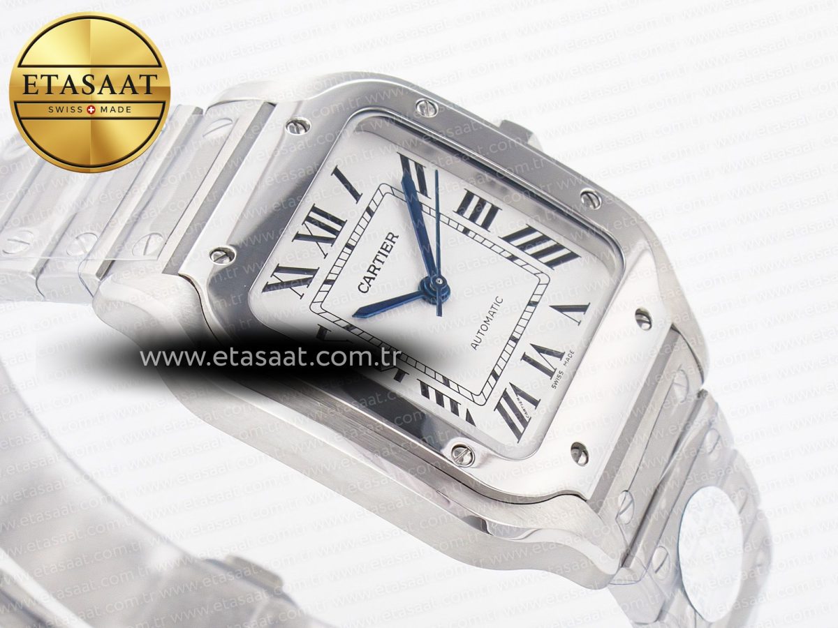 Cartier Santos de Cartier 35mm SS 2018 BVF 1:1 Best Edition White Dial on SS SmartLinks Bracelet MIYOTA 9015 V2 - Görsel 7