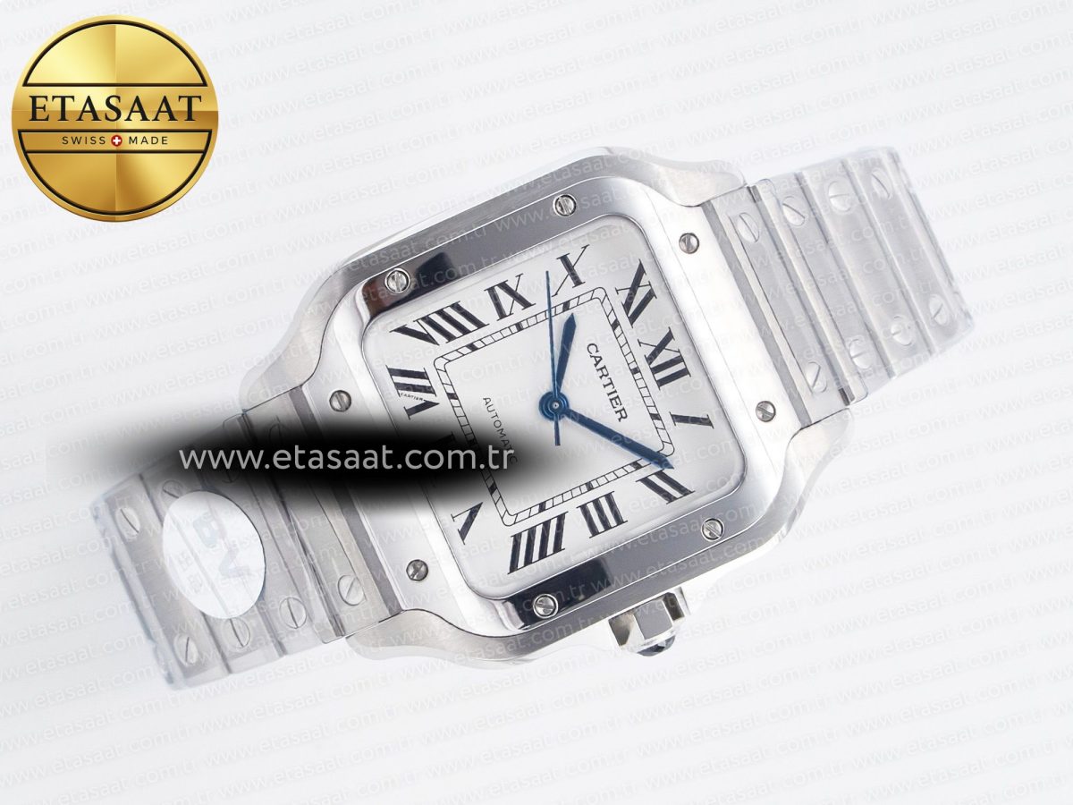 Cartier Santos de Cartier 35mm SS 2018 BVF 1:1 Best Edition White Dial on SS SmartLinks Bracelet MIYOTA 9015 V2 - Görsel 8