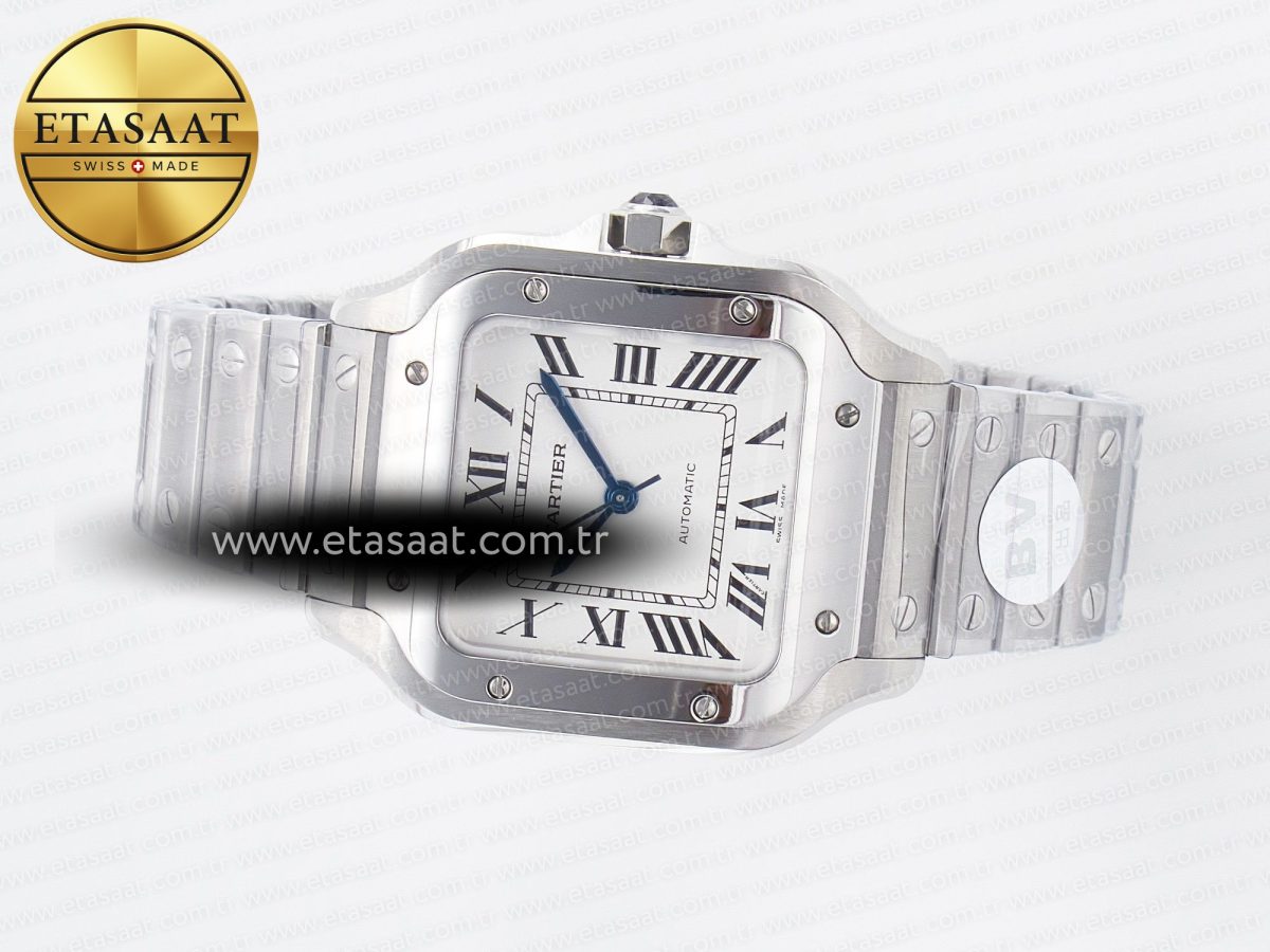 Cartier Santos de Cartier 35mm SS 2018 BVF 1:1 Best Edition White Dial on SS SmartLinks Bracelet MIYOTA 9015 V2 - Görsel 9