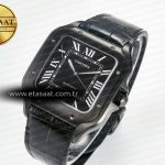 Cartier Santos de Cartier 40mm 2018 BVF 1:1 Best Edition Black Dial on Black Leathr Strap MIYOTA 9015