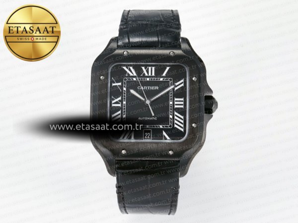 Cartier Santos de Cartier 40mm 2018 Bvf Siyah Kadran 9015 Eta Saat - 1:1 Süper Klon Replika Saat