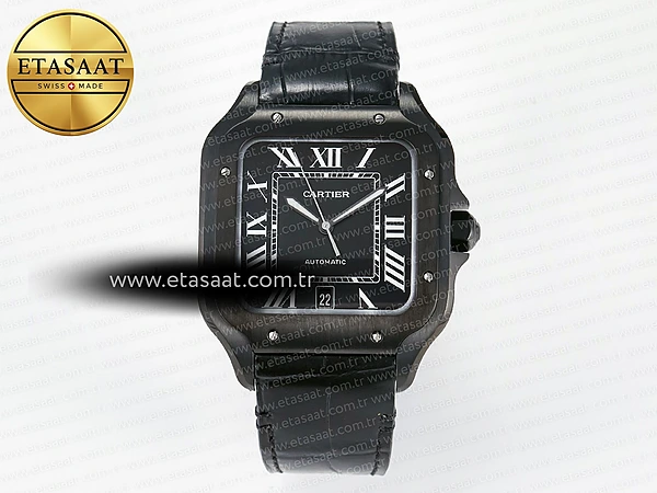 Cartier Santos de Cartier 40mm 2018 Bvf Siyah Kadran 9015 Eta Saat - 1:1 Süper Klon Replika Saat