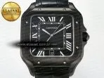 Cartier Santos de Cartier 40mm 2018 BVF 1:1 Best Edition Black Dial on Black Leathr Strap MIYOTA 9015 - Görsel 4