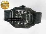 Cartier Santos de Cartier 40mm 2018 BVF 1:1 Best Edition Black Dial on Black Leathr Strap MIYOTA 9015 - Görsel 9