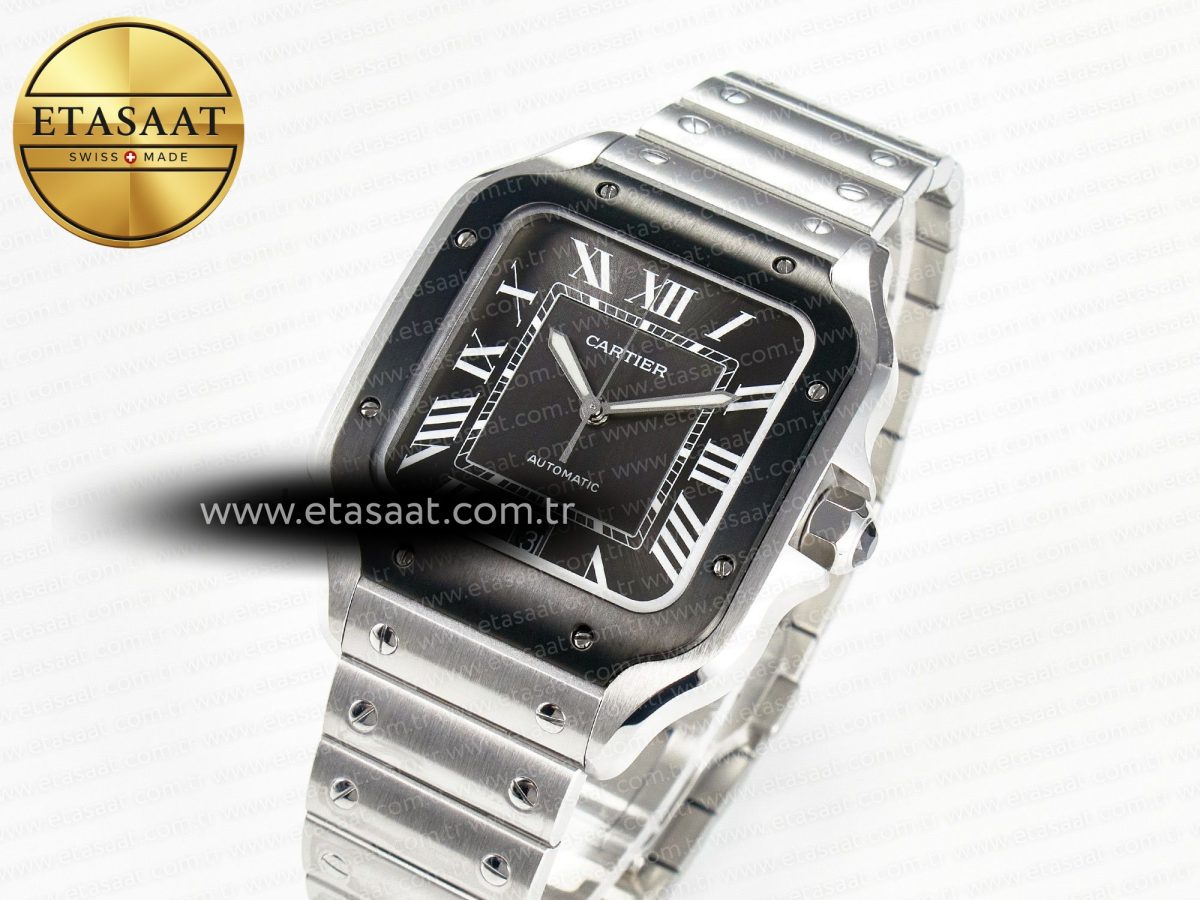 Cartier Santos de Cartier 40mm 2018 BVF 1:1 Best Edition Gray Bezel Gray Dial on SS SmartLinks Bracelet MIYOTA 9015 - Görsel 1