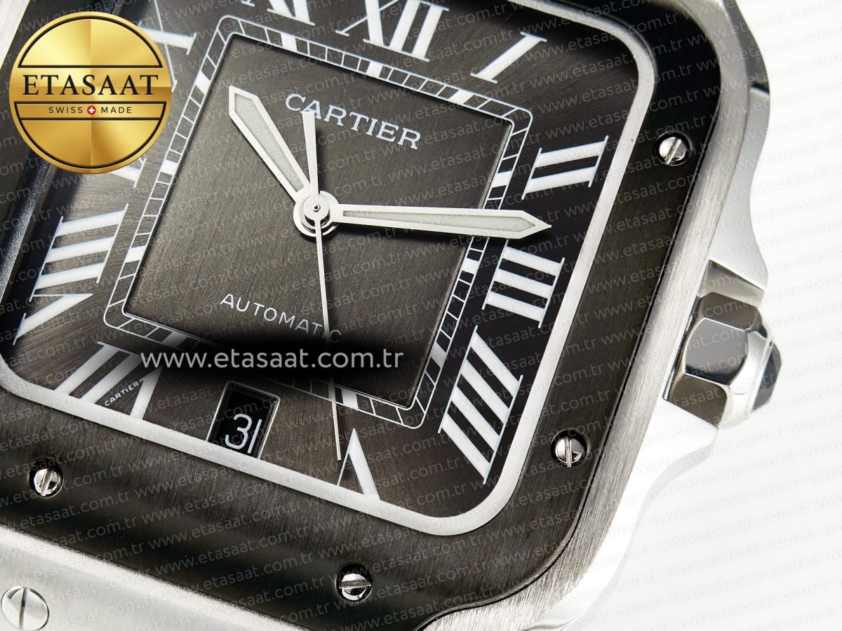 Cartier Santos de Cartier 40mm 2018 BVF 1:1 Best Edition Gray Bezel Gray Dial on SS SmartLinks Bracelet MIYOTA 9015 - Görsel 11