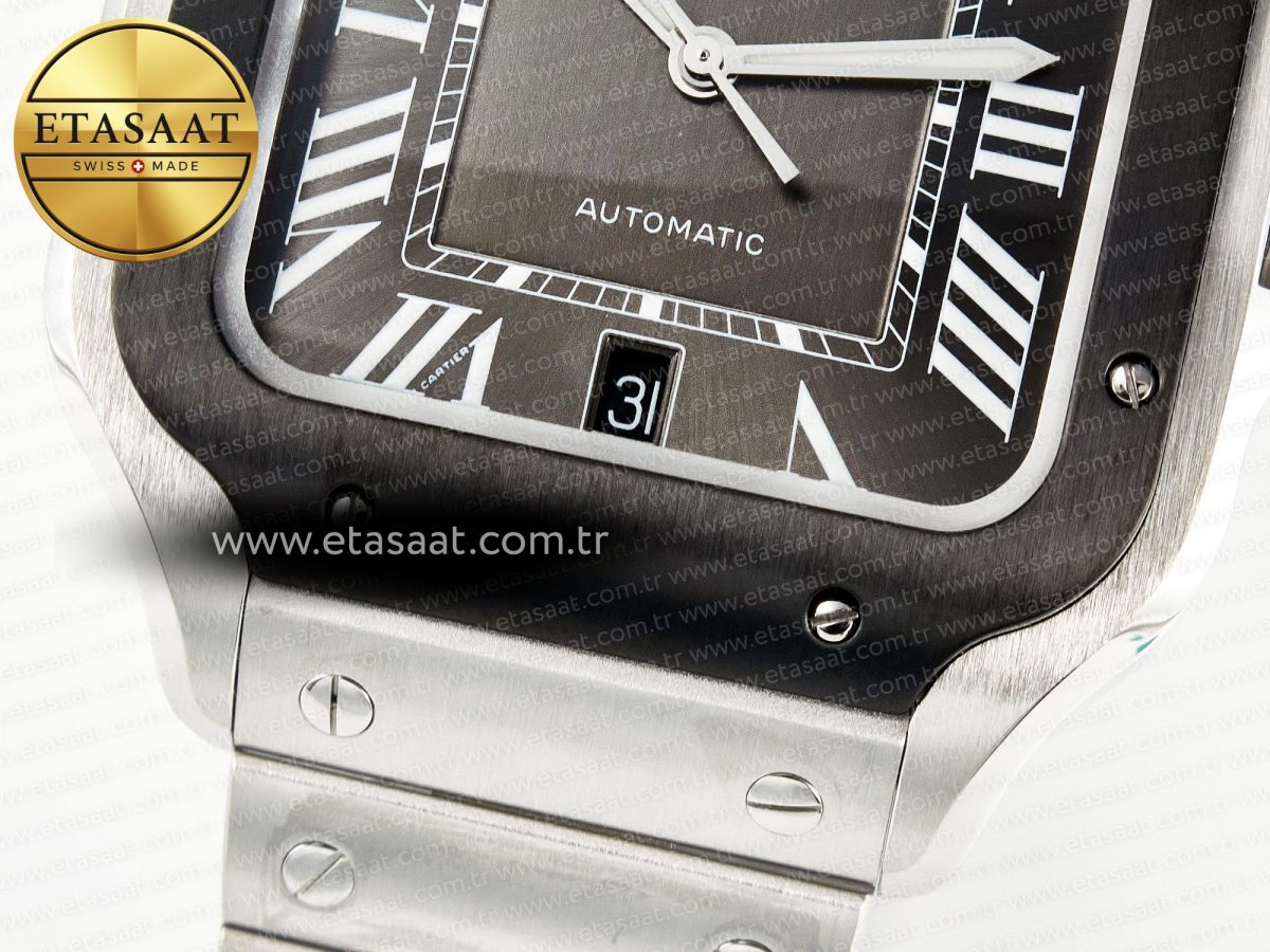 Cartier Santos de Cartier 40mm 2018 BVF 1:1 Best Edition Gray Bezel Gray Dial on SS SmartLinks Bracelet MIYOTA 9015 - Görsel 12