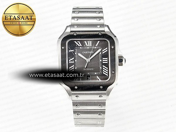 Cartier Santos de Cartier 40mm 2018 Bvf Gri Kadran 9015 Eta Saat - 1:1 Süper Klon Replika Saat
