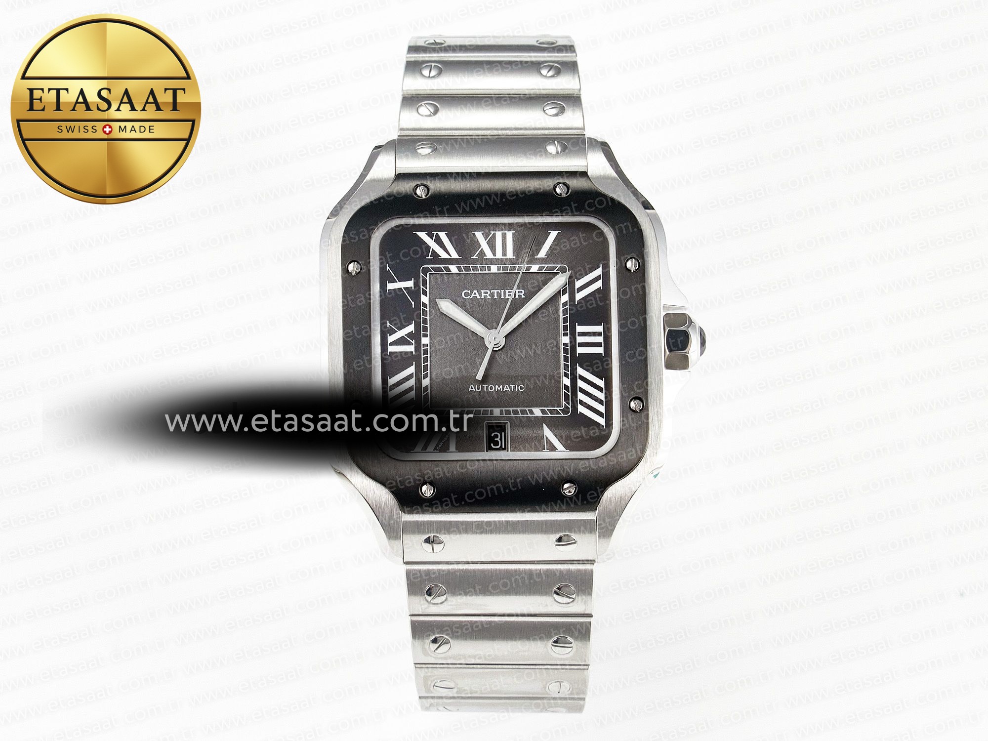 Cartier Santos de Cartier 40mm 2018 Bvf Gri Kadran 9015 Eta Saat - 1:1 Süper Klon Replika Saat Cartier Santos de Cartier 40mm 2018 Bvf Gri Kadran 9015 Eta Saat - 1:1 Süper Klon Replika Saat