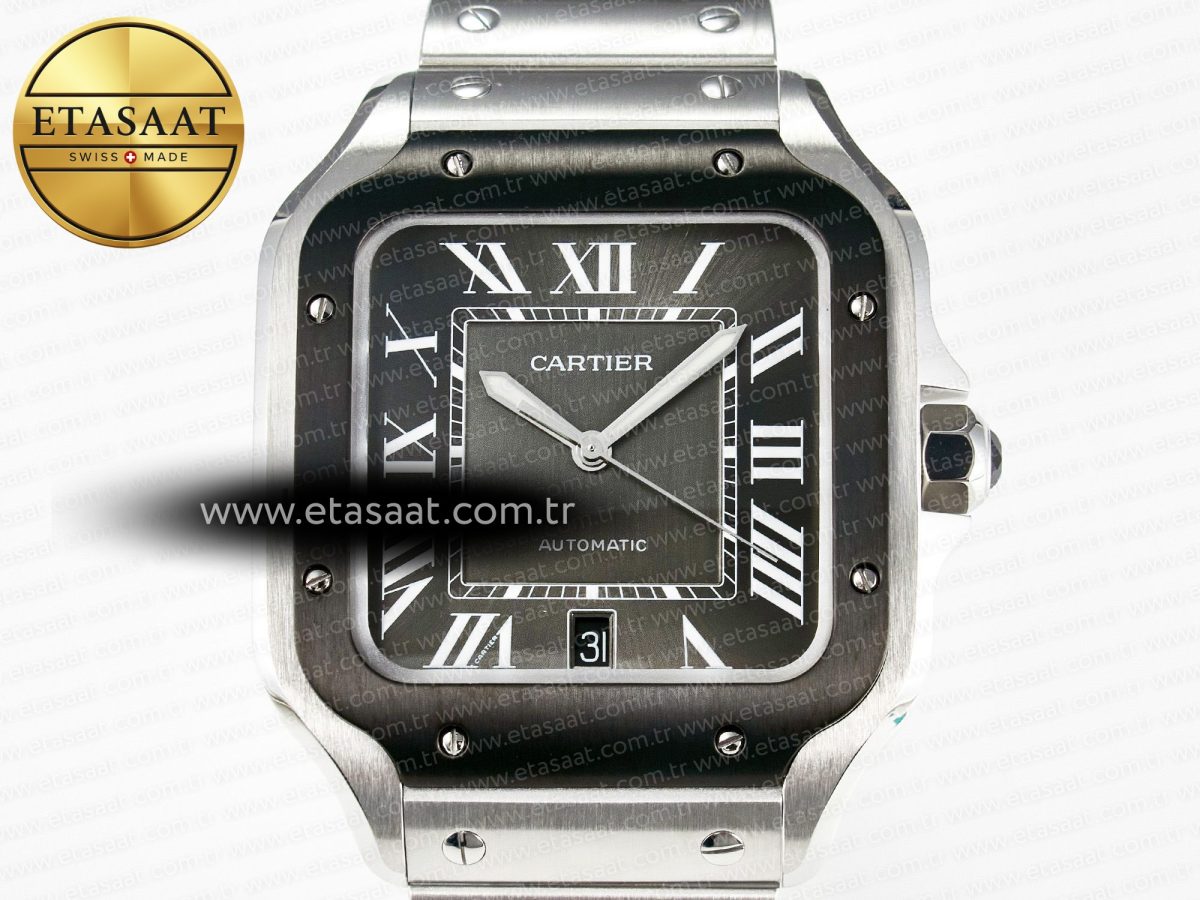 Cartier Santos de Cartier 40mm 2018 BVF 1:1 Best Edition Gray Bezel Gray Dial on SS SmartLinks Bracelet MIYOTA 9015 - Görsel 4