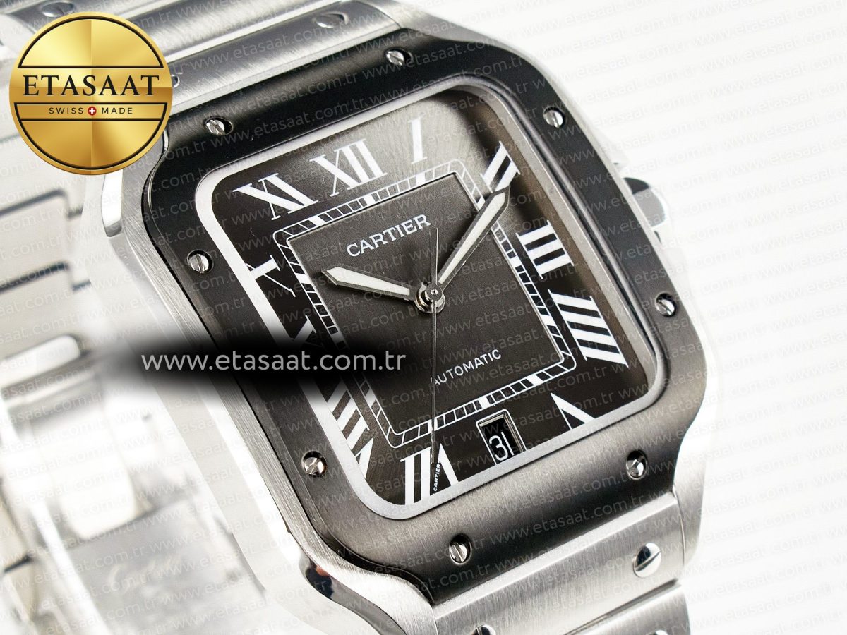 Cartier Santos de Cartier 40mm 2018 BVF 1:1 Best Edition Gray Bezel Gray Dial on SS SmartLinks Bracelet MIYOTA 9015 - Görsel 5