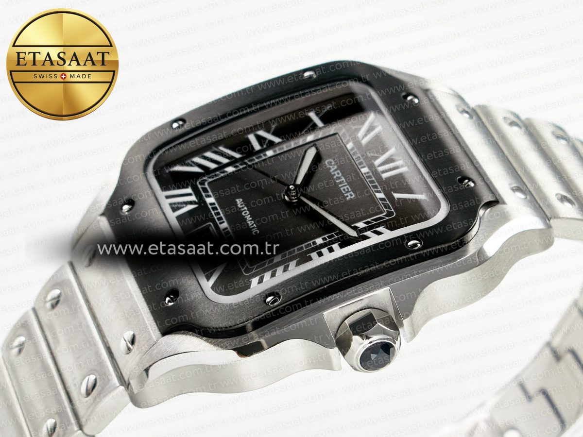 Cartier Santos de Cartier 40mm 2018 BVF 1:1 Best Edition Gray Bezel Gray Dial on SS SmartLinks Bracelet MIYOTA 9015 - Görsel 6