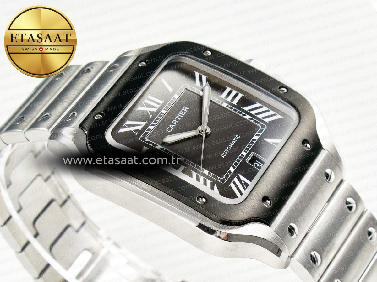 Cartier Santos de Cartier 40mm 2018 BVF 1:1 Best Edition Gray Bezel Gray Dial on SS SmartLinks Bracelet MIYOTA 9015 - Görsel 7