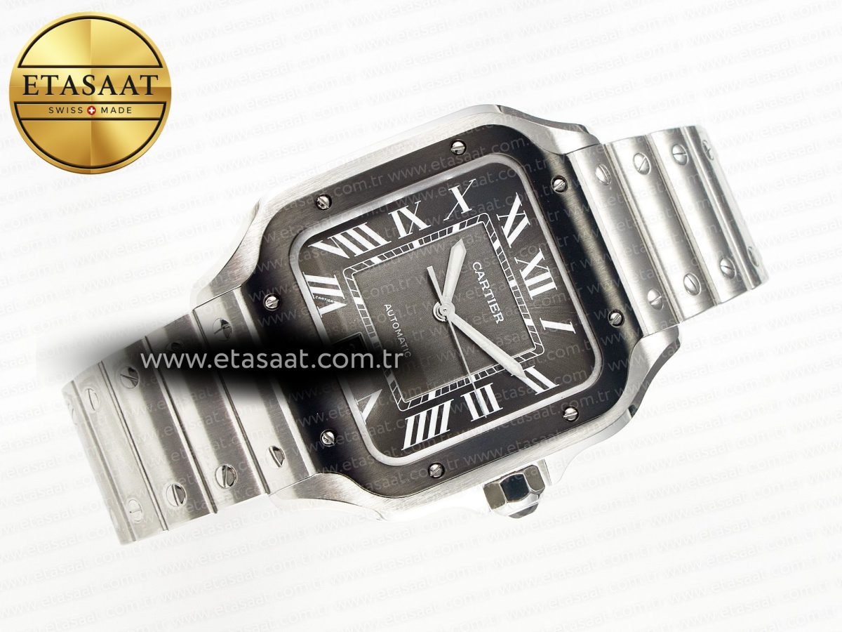 Cartier Santos de Cartier 40mm 2018 BVF 1:1 Best Edition Gray Bezel Gray Dial on SS SmartLinks Bracelet MIYOTA 9015 - Görsel 8